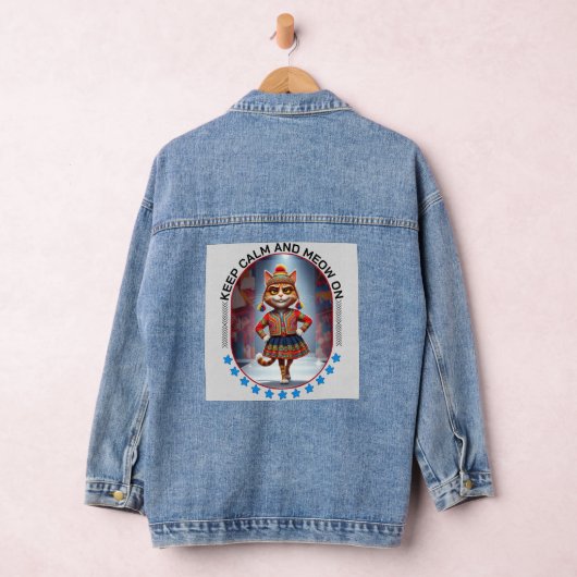 Grappige kat mode show denim jacket (Hangar)