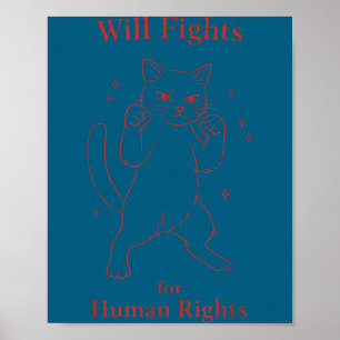 Grappige kat moeder vader kat liefhebber zal vecht poster