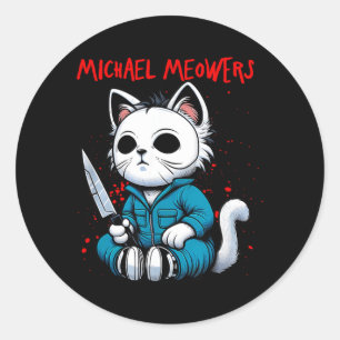 Grappige kat motief gekke kat grafisch Michael Meo Ronde Sticker