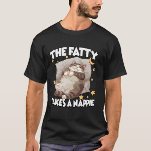 Grappige kat nachthemd The Fatty neemt slaapje cho T-shirt