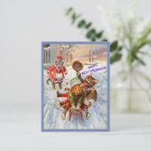 Grappige Kat Nieuwjaar Briefkaart  Katten op slee (Staand voorkant)