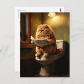 Grappige kat op het toilet | Eigenzinnige badkamer Briefkaart (Voorkant / Achterkant)