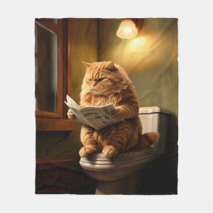 Grappige kat op het toilet Eigenzinnige badkamer Fleece Deken