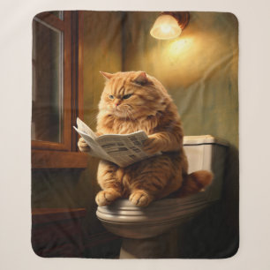 Grappige kat op het toilet Eigenzinnige badkamer Sherpa Deken
