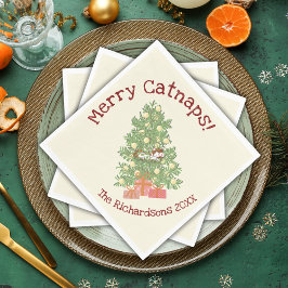 Grappige kat op kerstboom vrolijke kattenkruiken!  servet