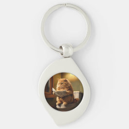 Grappige kat op toilet | Excentrieke badkamerhumor Sleutelhanger