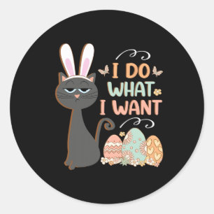 Grappige kat Pasen Wat ik wil Pasen Bysket Stuffer Ronde Sticker