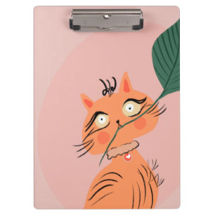  Grappige Kat Plant Blad Cartoon    Klembord