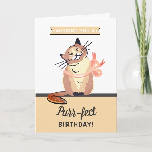 Grappige kat "Purr-fect" Verjaardag voor elke leef Kaart (Voorkant)
