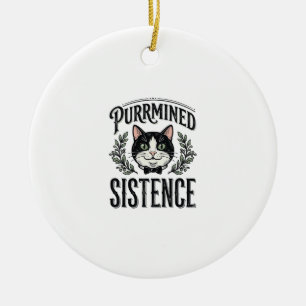 Grappige Kat Purrmined Sistence Vintage Grafisch_1 Keramisch Ornament
