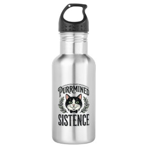 Grappige Kat Purrmined Sistence Vintage Grafisch_1 Waterfles