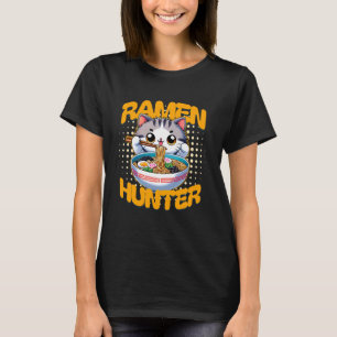 Grappige Kat Ramen Jager Noedel Liefhebber T-shirt