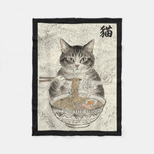 Grappige Kat Ramen Japanse Kawaii Anime Fleece Deken