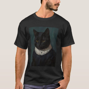 Grappige kat Renaissance middeleeuwse olieverfschi T-shirt
