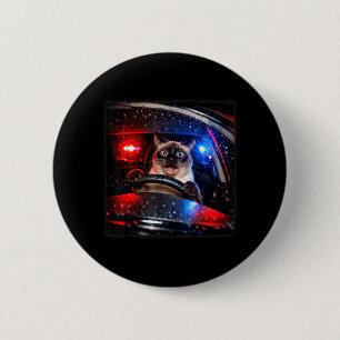 Grappige kat rijdt politie achtervolgt kitten meme ronde button 5,7 cm