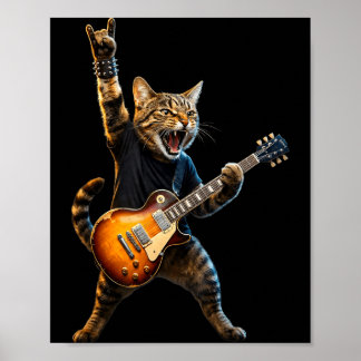 Grappige Kat Rock And Roll Muziekband Voor Vrouwen Poster