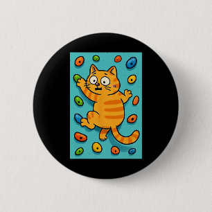 Grappige Kat Rotsbeklimmer Boulderen Muur Klimmen Ronde Button 5,7 Cm