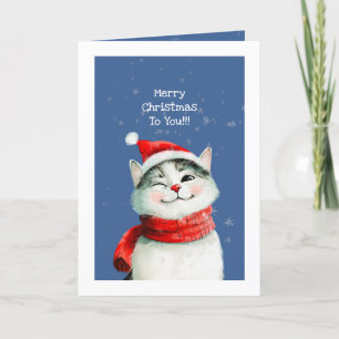 Grappige Kat Schattige Vrolijke Kerst Kaart