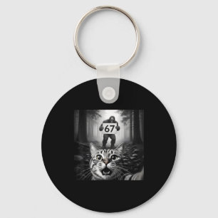 Grappige kat selfie met Bigfoot 67 Zes Zeven Meme Sleutelhanger