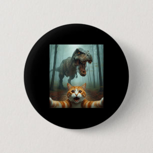 Grappige kat selfie met dinosaurus afbeelding voor ronde button 5,7 cm