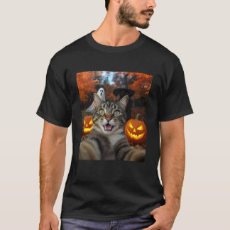 Grappige kat selfie met een heks & spookachtige Ha T-shirt
