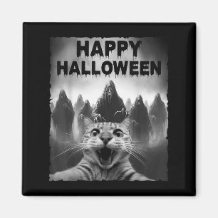 Grappige kat selfie met geesten Halloween kostuum Magneet