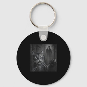 Grappige kat selfie met spook Halloween bang griez Sleutelhanger