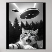 Grappige Kat Selfie met UFO Alien Poster (Voorkant)