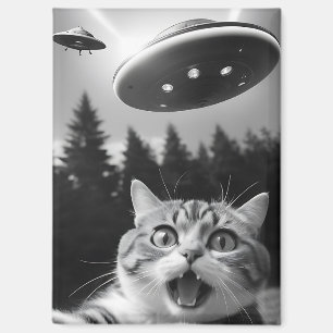 Grappige kat selfie met UFO buitenaardse drones Magneet
