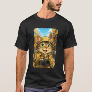 Grappige kat selfie schattige toerist in Japan T-shirt