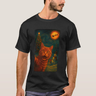Grappige Kat Selfie Sinterklaas Sneeuwpop Sterrenn T-shirt