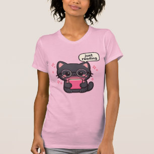 Grappige Kat Smut Lezer Sticker Gewoon Lezen Kin T-shirt