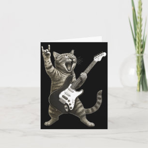 Grappige Kat Speelt Gitaar Rock And Roll Mannen Vr Kaart