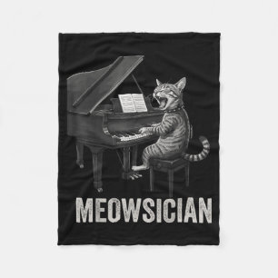 Grappige kat speelt pianomuziek woordspeling Meows Fleece Deken