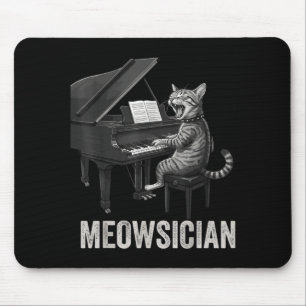 Grappige kat speelt pianomuziek woordspeling Meows Muismat