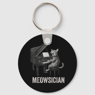 Grappige kat speelt pianomuziek woordspeling Meows Sleutelhanger