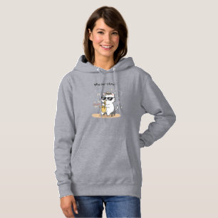 Grappige kat speelt saxofoon jazz damesmode hoodie