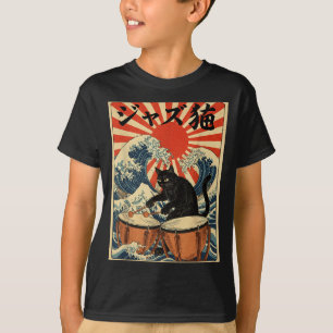 Grappige kat speelt timpani voor jazzmuzikant perc t-shirt