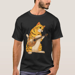 Grappige kat spelen mandoline koele liefde dier mu t-shirt
