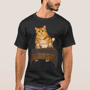 Grappige kat spelen Marimba Cool Animal Musician L T-shirt