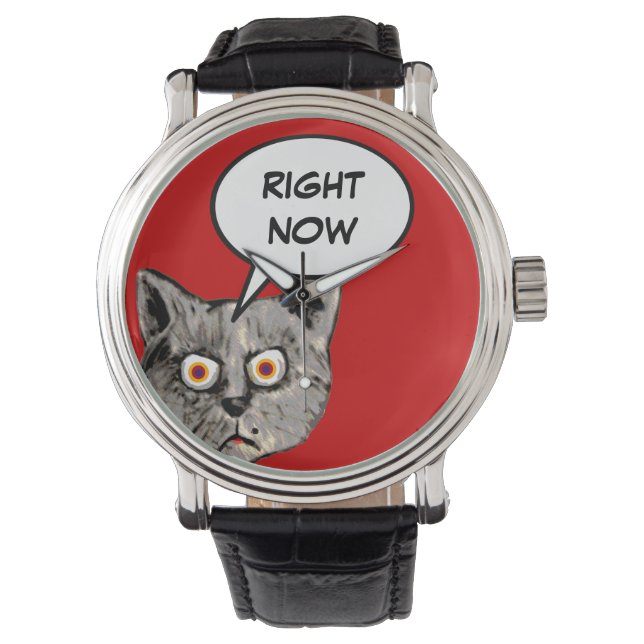 Grappige kat spraakballon nu horloge (Voorkant)