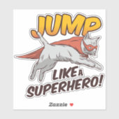 Grappige Kat Springt Als Een Superheld Gemaskerde Sticker (Vel)