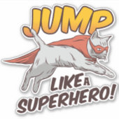 Grappige Kat Springt Als Een Superheld Gemaskerde Sticker (Voorkant)