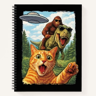 Grappige Kat T-Rex Bigfoot UFO Selfie Alien Notiti Notitieboek