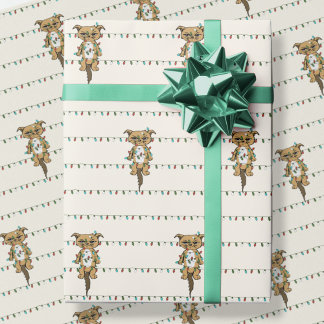 Grappige kat Tangled Christmas Lights inpakpapier