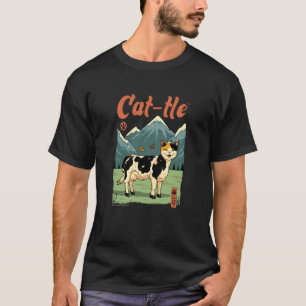 Grappige Kat-tle Kattenkoe Hybride Ontwerp T-shirt