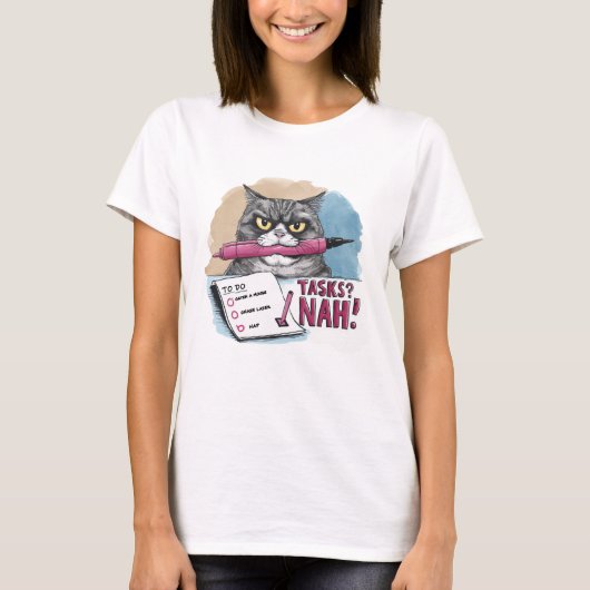 Grappige kat to-do lijst t-shirt (Voorkant)