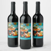 Grappige Kat Tropisch Strand Wijn Label Wijn Etiket (Flessen)