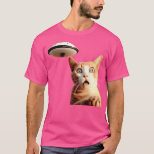 Grappige kat Ufo Selfie T-shirt