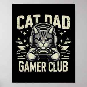 Grappige Kat Vader Gamer Club Voor Hem Video Game  Poster